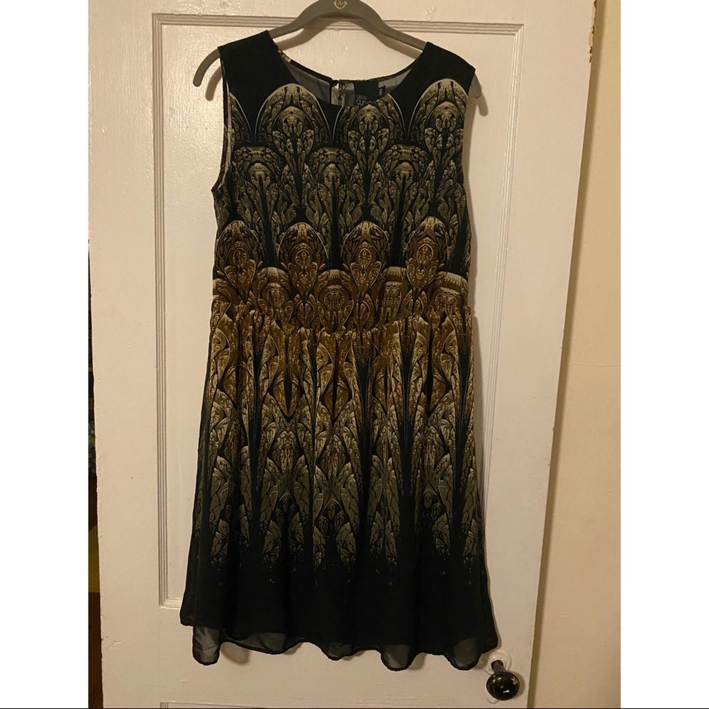 ASOS Curve Black/Gold/Bronze Skater Dress